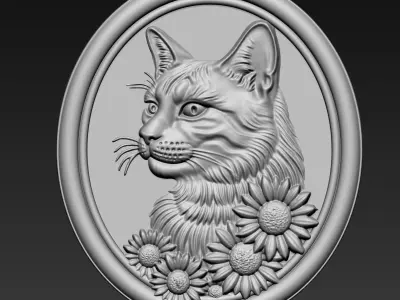 Cat Head Pendant A87 3D print model