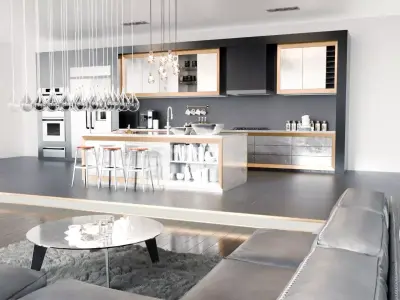  Modern Living Room Kitchen blender  Low-poly 3D model