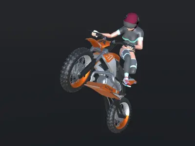 Dirt Bike Actions Low-poly 3D model