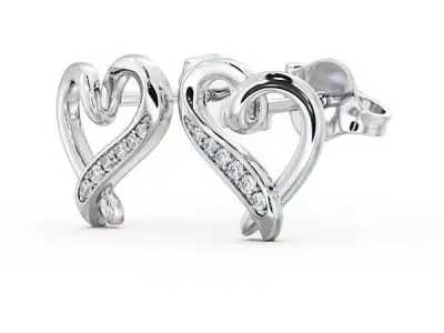 stl file two diamond heart stud earrings 3D print model