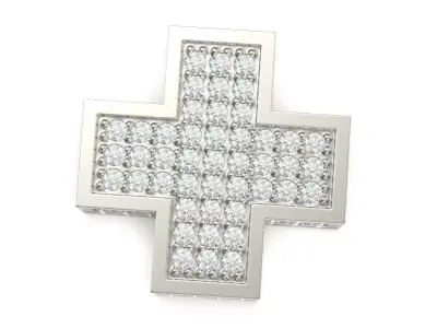 G0484 gold diamond cross pendant 3D print model