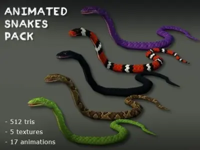 Animated Snakes Pack Low-poly 3D model