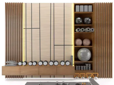 Home Yoga Gym Fitness Equipment Decoration Set 64 3D model