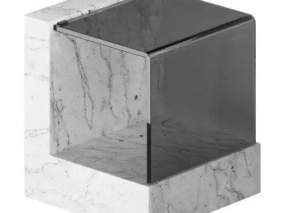 Creative Marble Side Table - Glass 3D model