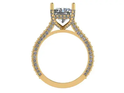 radiant  cut luxury solitare with all pave under - around  shank 3D print model