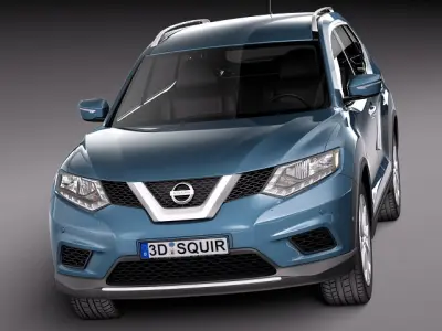 Blue Nissan Rogue 2014 3D model