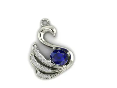 Swan gemstone pendant 3D print model