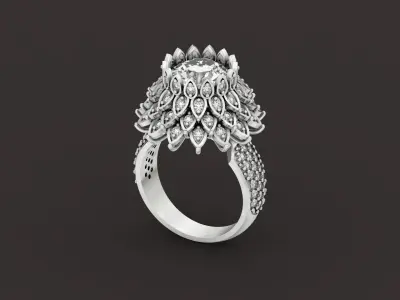 flower ring   leaf pattern 3D print model