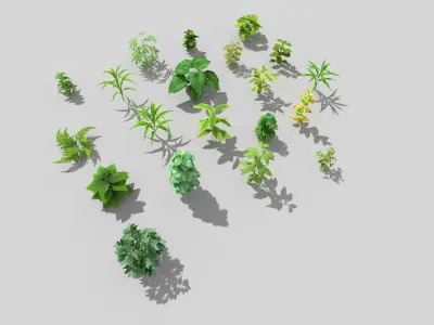 20 low poly grounds plant pack Low-poly 3D model