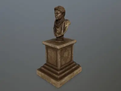 Pompee roman bust Low-poly 3D model