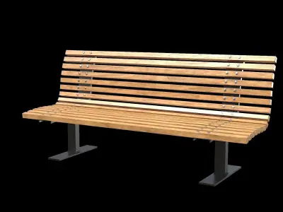 Public Bench V-01 Low-poly 3D model