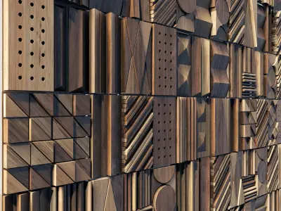 Wood wallcovering decor n1 3D model
