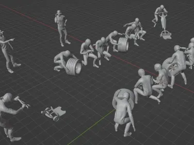 STLs of Formula 1 Pit Crew for slot car 132 3D print model