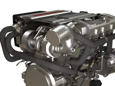 Bobtail 4LV Marine Diesel Engine 3D Model PBR Textured Yanmar 3D model