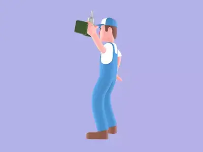 Stylized 3D Mechanic Character - Energetic Drill Holding 3D model