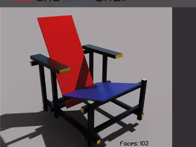 Red and Blue chair Low-poly 3D model