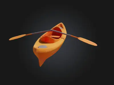 Orange Kayak Toy  Miniature Adventure on Water 3D model