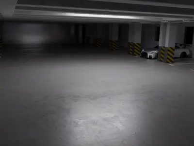Hybrid White Parking Lot 3D Blend File  3D model