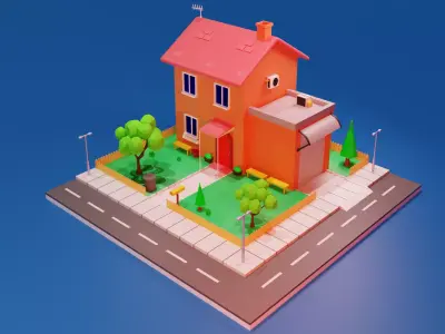 Cartoon House Free low-poly 3D model get