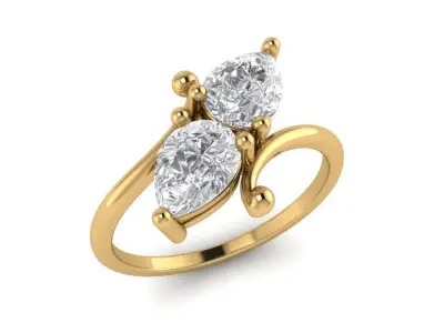 Two stone Ring two pear stone ring 3D print model