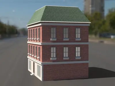 Building 3D model brick on street Low-poly 3D model