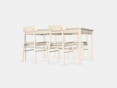 RONNINGE - RONNINGE Table and 4 chairs Low-poly 3D model