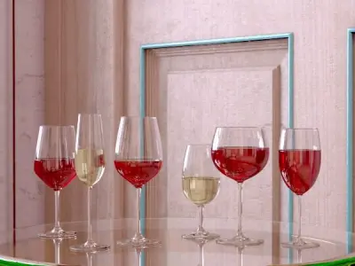 6 Wine glass Collection 3D model