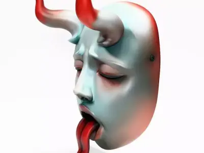 Japanese Sucubo Caress Ahegao Tongue Nipponese mask toy 3D print model