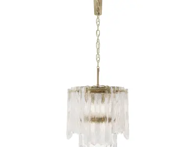 Rectangular pendant chandelier made of ribbed glass 164FA-33125 3D model
