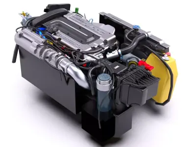 Mitsubishi 4G63 DOHC Inline 4 Turbo Engine Low-poly 3D model