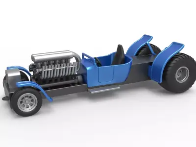 Pulling truck 2wd Hot rod with V12 Scale 1 to 25 3D print model