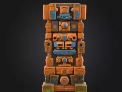 Ancient Artifact Totem Low-poly 3D model