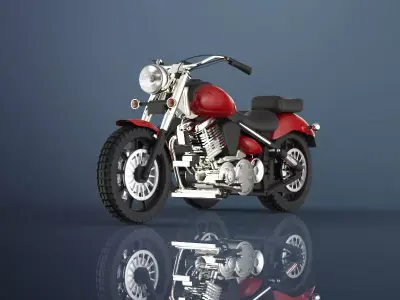 Motorcycle harley-davidson with sidecar 3D model