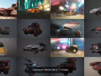 Cyperpunk Vehicle Set 2 3D Model Pack