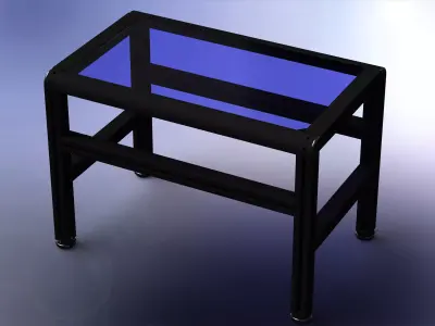 Aluminium Table with Glass Top 3D model