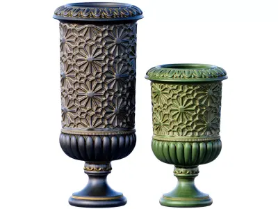 Oriental Luxury Decorative garden Floor Vase Urn Pot Arabic  3D model