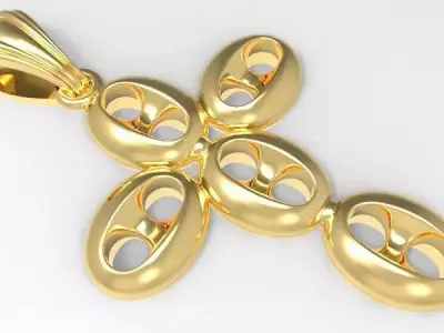 puff Gucci link cross pendant 3D print model