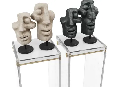Abstract faces sculpture 3D model