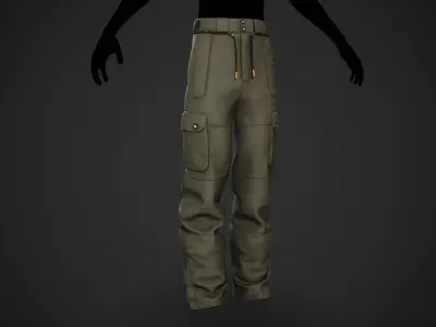 Brown Snowboard Pants Style 2  Low-poly 3D model