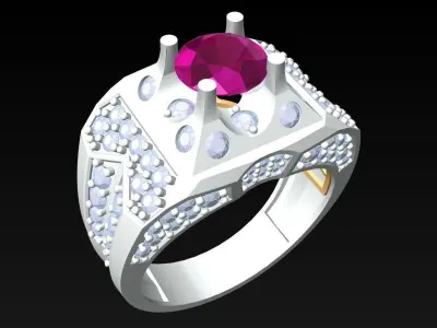 Diamond Rings - Mens Ring - N1014 3D print model
