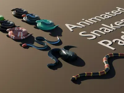 Animated snakes pack 3D model