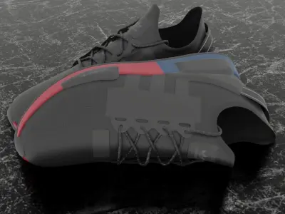 ADIDAS 3D SHOES - BLUE - RED Low-poly 3D model