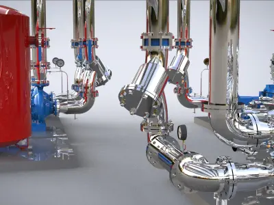 Industrial boiler room 3D model