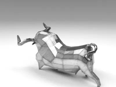 Geometric metal white bull figurine Low-poly 3D model