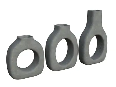  Concrete Decor Vase Set 3D model