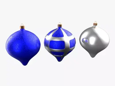 Christmas Tree Ornament Set8 - Blue White Low-poly 3D model