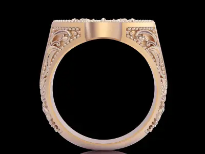 Lux  ring  sterling gold carving printable jewelry 3D model 3D print model