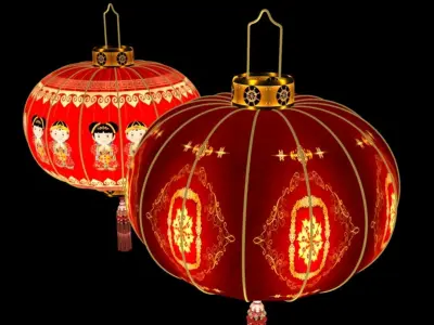 Chinese red lantern 3D model 55