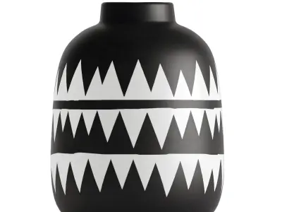 Set 3 vase black white 3D model