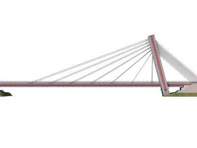 Bridge span with a suspension structure  3D model